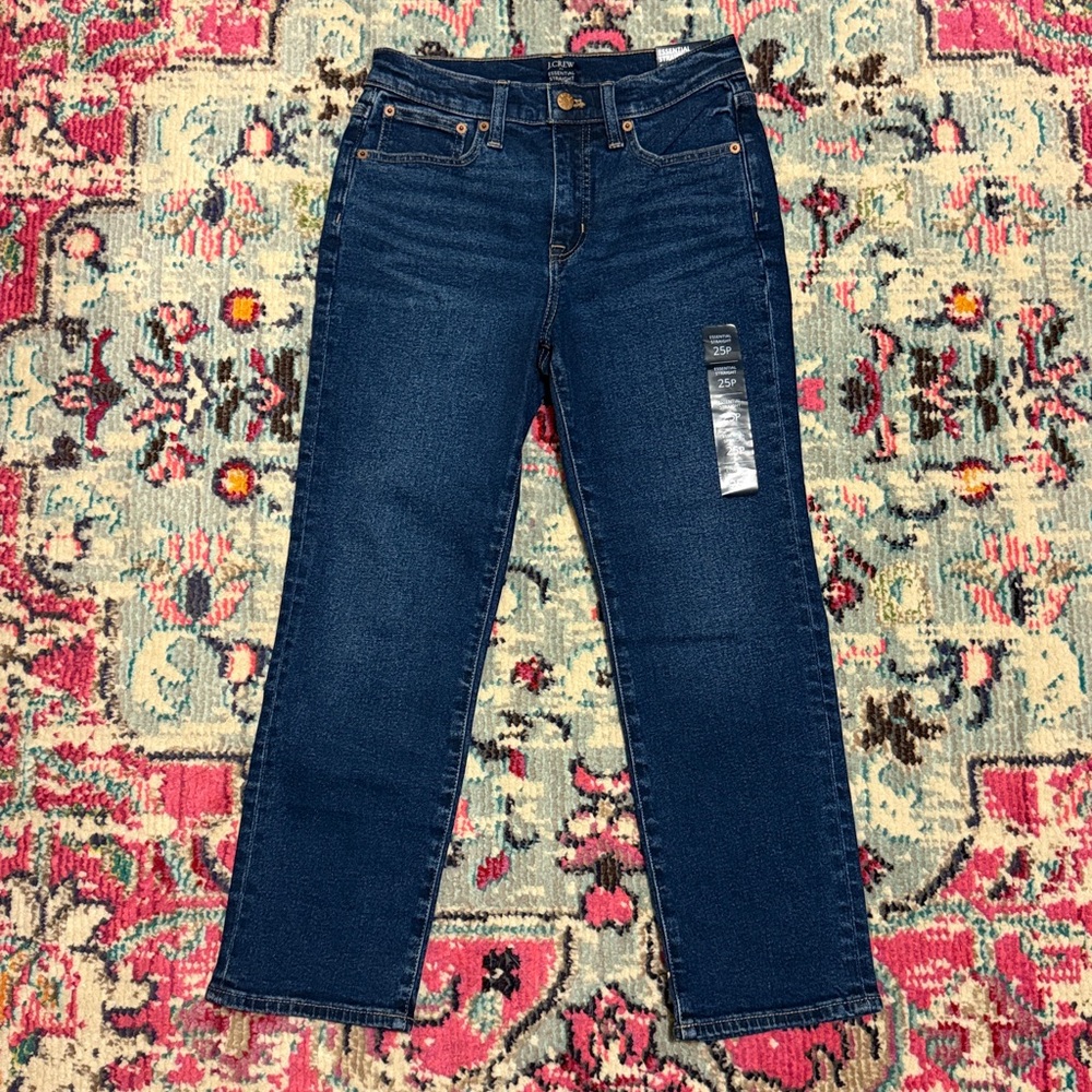 NWT J. Crew Essential Straight Jeans Size 25P